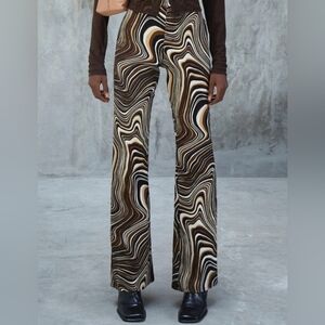 Ripple Swirl Patterned Women's Zoven Flare Pants Sz M